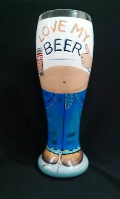 Lolita Beer Belly  Love My Beer  Pilsner Glass Hand Painted New 22 Oz • £14