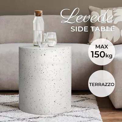 Levede Side Table Terrazzo Round End Tables Magnesia Outdoor Concrete Stool • $139.99