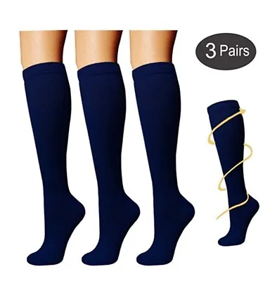 (3 Pairs) Compression Socks 15-20 MmHg Graduated Miracle Support Unisex  • $10.49