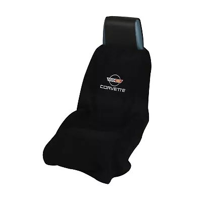 OEM GM Corvette 1984-96 C4 Black Velour Seat Towel Cover W/ Flags Emblem & Logo • $57.95