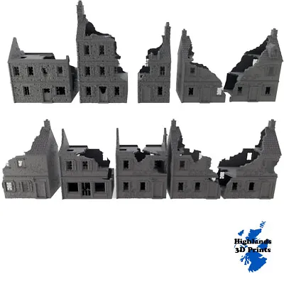 Destroyed French Houses 20mm 1:72 WW2 Building Terrain Tabletop Gaming 3D Print • £12.99