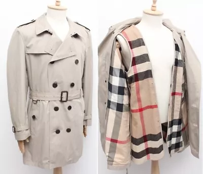 Men's BURBERRY BRIT Double Breasted Trench Coat Double Lining RARE Fits ~XXL • $490