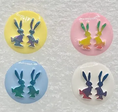 Rainbow Foil Buttons Baby Rabbits 14mm  Iridescent Pack Of 6 4 Colours • £2.49