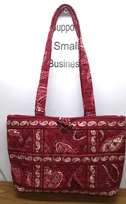 VERA BRADLEY Retired Mesa Red Paisley Quilted Tote Shoulder Bag Purse • $18