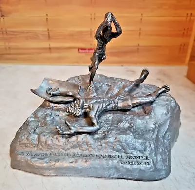 Vintage Yaacov Heller PTL Club; David & Goliath Pewter Sculpture; 24980/100000 • $34.99