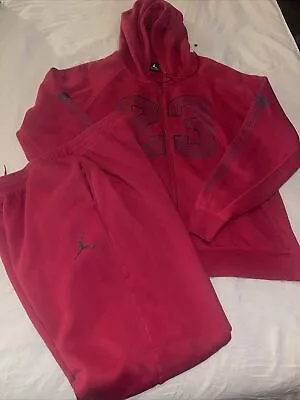 Air Jordan Fleece Sweatsuit Hoodie + Pants Suit Set Red Black Rare (size 2xl) • $84.15