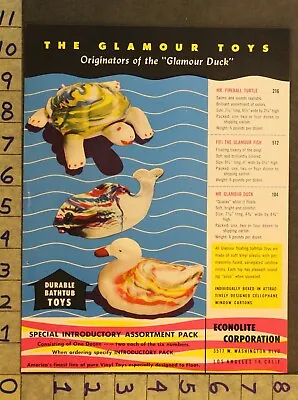 1954 ECONOLITE BATHTUB WATER FLOAT TURTLE FISH DUCK TUG BOAT SEAL 2pg TOY ADTS95 • $28.95