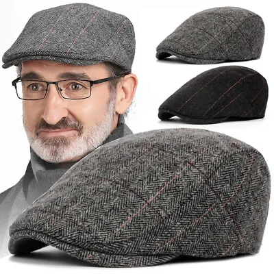 Men Beret Hat Driving Flat Golf Newsboy Cabbie Plaid Wool Winter Summer Cap Sun • $8.59