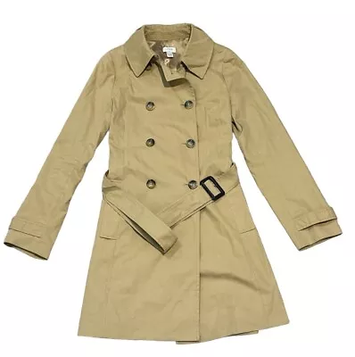 J Crew Women's Tan Trench Coat Size 4 Fully Lined • $100