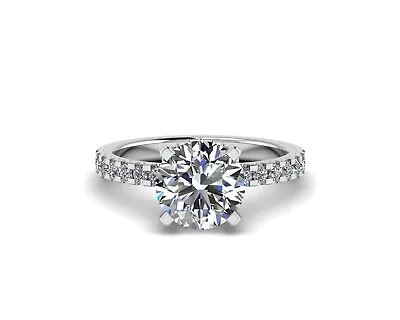 2.89CT Round Cut Hidden Halo Moissanite Engagement Ring Solid 14K White Gold • $298.99