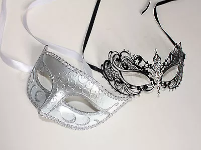 Black Silver Laser Cut Venetian Masquerade Mask 4 Wedding Porm Party Female Male • $18.45