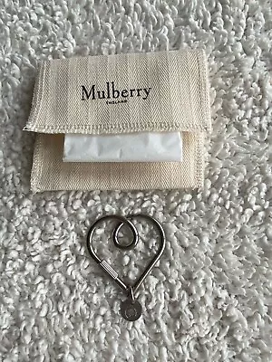 Mulberry Silver Tone Metal Looped Heart Keyring Easy Hinged Screw Opening • £50