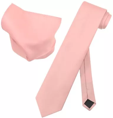 Vesuvio Napoli Solid EXTRA LONG Color NeckTie Handkerchief Men's XL Neck Tie Set • $9.95