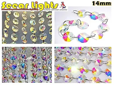 100 Ab Aurora Borealis Chandelier Crystals Droplets Cut Glass Bead Wedding Drops • £24.99