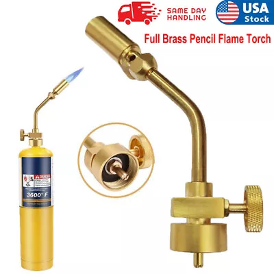 Full Metal Brass Pencil Flame Gas Welding Torch Head For MAPP MAP Propane Gold • $13.80