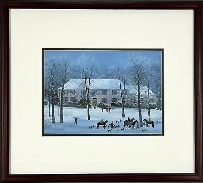 Michel Delacroix La Chasse D' Hiver Print Framed Plate Signed Double Matted COA • $175