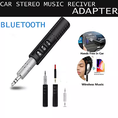 Car Stereo Music Receiver Adapter With Mic 3.5mm Phone To AUX Bluetooth Wireless • £5.95