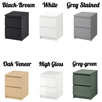 Ikea Malm Modern 2 Drawer Chest Bedside Table Bedroom All-Colors  40x55 Cm • £86.50