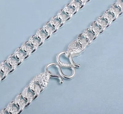 Genuine S999 Fine Silver Men’s Necklace Solid Blessing Cuban Flat Link Chain • $404.45