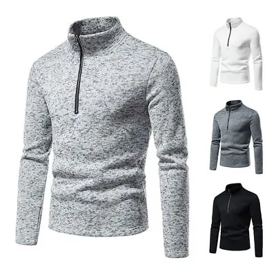 £14.15 • Buy Men Zip High Neck Shirt Golf Business Long Sleeve Sweater Pullover Jumper Winter