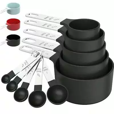 8pcs Measuring Cups And Spoons Set With Stainless Steel Handles Baking Kitchen • £8.90