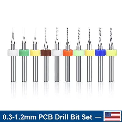 10X 0.3-1.2MM PCB CNC Print Circuit Board Carbide Micro Drill Bits Set 1/8“  • $7.99