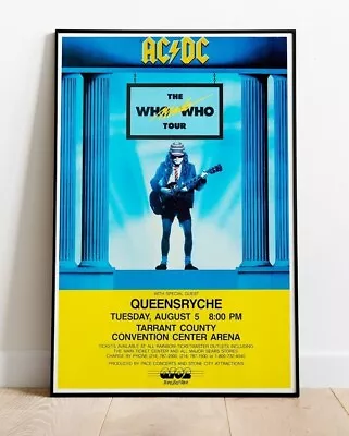 AC/DC QUEENSRYCHE '86 Concert Tour Poster VINTAGE REPRO 36 X24  (similar To A1 ) • £11.99