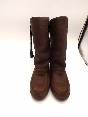 Manitoba Mukluks Womens 9 Mens 7 Brown Leather Fleece Lined Gatherer Mid Boots • $85