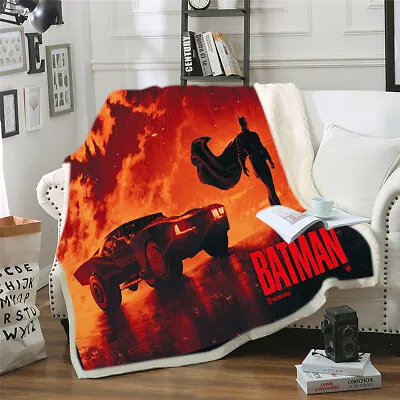 Sherpa Fleece Throw Blanket Plush Flat Warm Soft Blanket Home Decor Batman Car • $43.99