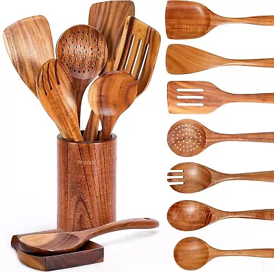 Wooden Utensils Set For Kitchen Messon Handmade Natural Teak Cooking Spoons • $69.97