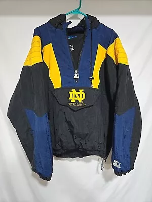 Vintage Notre Dame Starter Hooded Pullover Jacket Size Extra Large Kangaroo  • $49.99