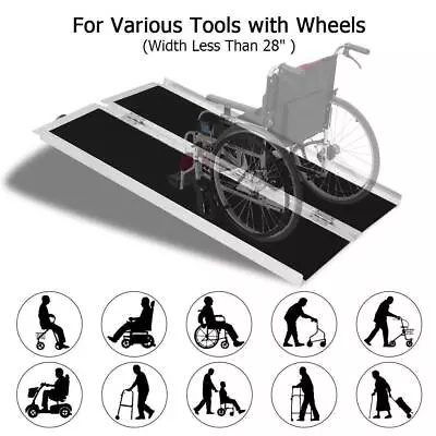 4FT Wheelchair Ramp Scooter Mobility Folding Ramps Compact & Portable Aluminum • $123.47