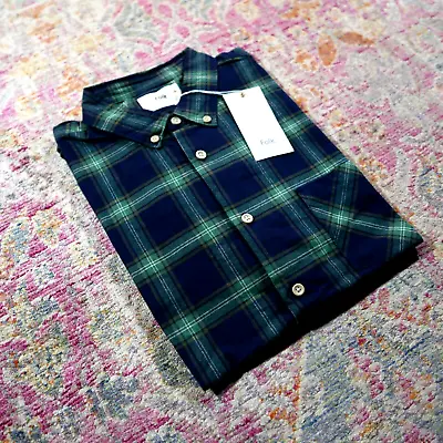Folk Colorado Button Down Flannel Shirt Size 5 Green Navy XL RRP £125 YMC Norse • £68