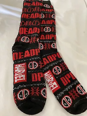 Marvel Deadpool Crew Socks 1Pair Sock Size 10-13 Marvel Comics • $10.95