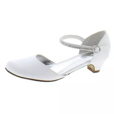 Nina Girls White Leather Kitten Heels Shoes 11 Medium (BM) Little Kid  7451 • $7.99