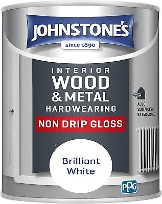 £12.90 • Buy Johnstone's 306533 Non Drip Gloss Paint Brilliant White Wood Metal 750ml UK NEW