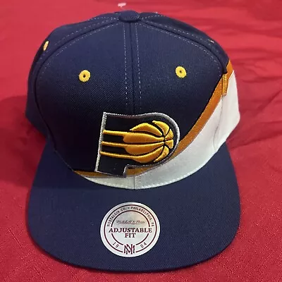 Indiana Pacers Mitchell & Ness Team Era Pinwheel Stripe Snapback Hat • $12.99