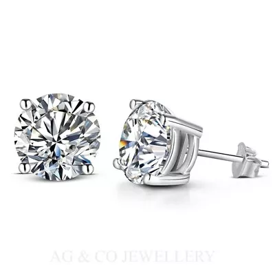 Moissanite Diamond Stud Earrings 2.0 CT Lab-Grown Round Cut GRA Certificate VVS1 • $389