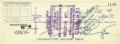 Vintage Xavier Cugat 2x Signed Check • $30