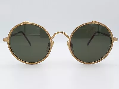 Oliver By Valentino 1821 Sunglasses Vintage Round Compact Metal Gold Snake • £110