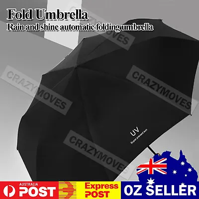 Automatic Folding Umbrella Portable Windproof Auto Compact 8 Ribs Fiberglass VIC • $14.93