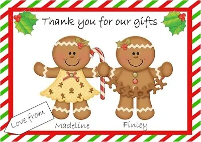 £5 • Buy Gingerbread Christmas Thank You Cards Personalised Pack Of 12 With Envelopes