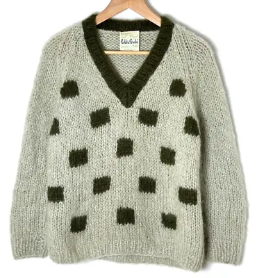 Vintage Bobbie Brooks Mohair Wool Sweater Green Hand Knit In Italy • $99.88