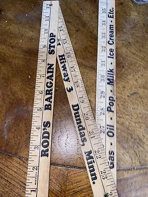 Vintage Wood Foldable Yard Stick Advertising Rod’s Bargain Shop Dundas MN • $11.99