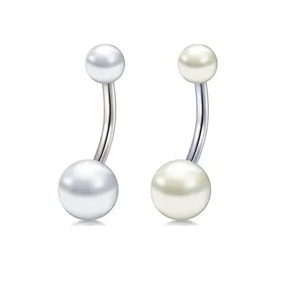£4.25 • Buy Pearly Belly Bar  - Pearl Lustre Pearlescent - 6mm 8mm 10mm 12mm Navel Bar