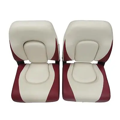 High Back Folding Boat Seat White Red X2 (Replacement Foldable Upholstery) • £150