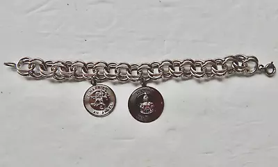 VINTAGE Sterling Silver Starter Charm Bracelet With 2 Charms 7-1/2  • $69