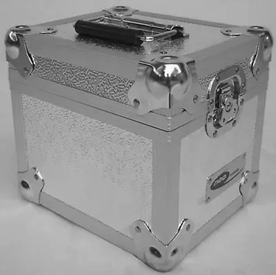 7  Vinyl Record Storage Case DJ Box Holds 100 Singles Neo Silver Aluminium +24h • £49.89