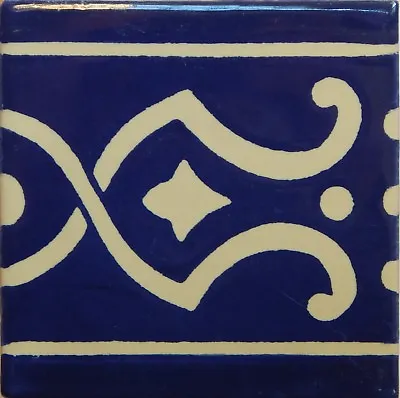 Mexican Tile Talavera Tiles High-Quality Hand Painted Blue White Tile T-41 • $1.25