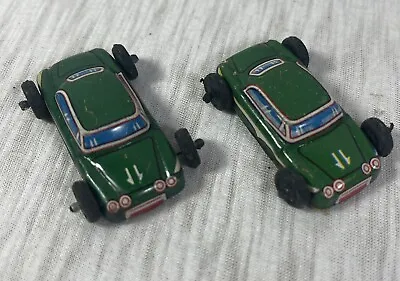 Lot Of 2 Vintage Mar Tin Green Toy Car Miniature Tin-Litho Made In Japan • $19.87